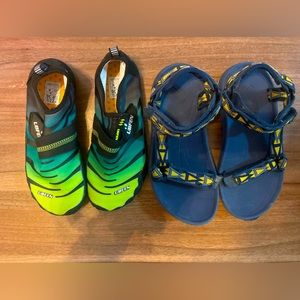 Boys Size 3- Bundle of 2 = Teeva Sandals & Ubfen Water Shoes (like new)